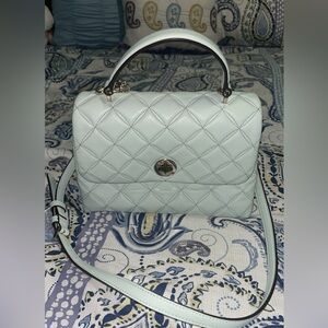 Kate Spade New York Natalia Top Handle in Crystal Blue Quilted Leather
